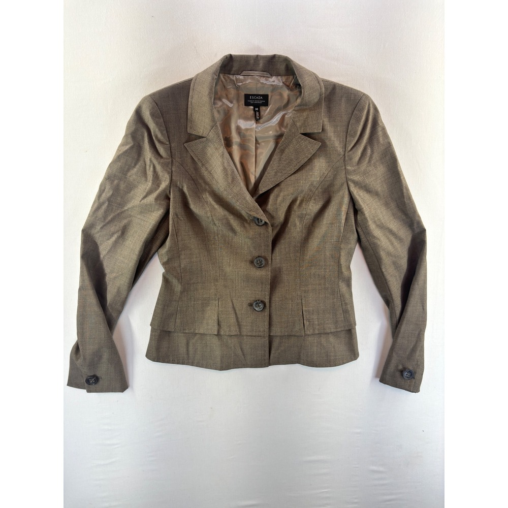 Escada Neiman Marcus 100th Anniversary Wool Blazer Taupe Brown Jacket‎ Size 36